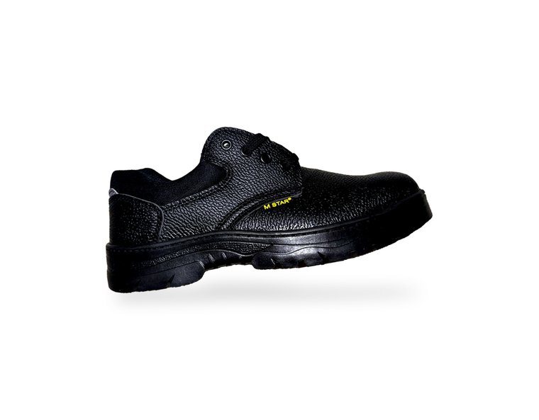 Black M Star low cut leather safety shoe, side view